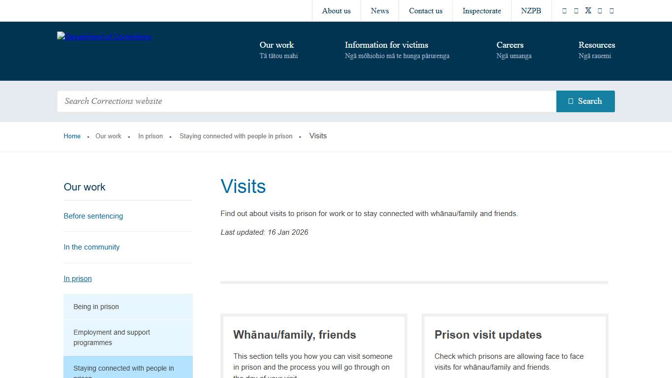 Visits Department of Corrections